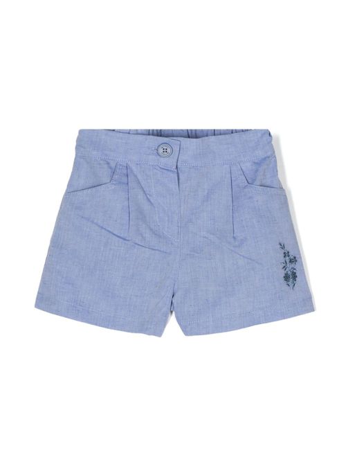 Floral-embroidered shorts - Blue