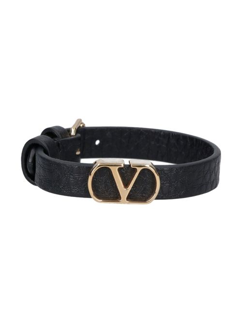 VLogo Signature Mini Leather Accessory with Adjustable Strap, Antique Brass Finish (24x12 mm)