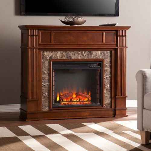 Southern Enterprises Furniture Ellisville Electric Fireplace Mantel, Whiskey Maple