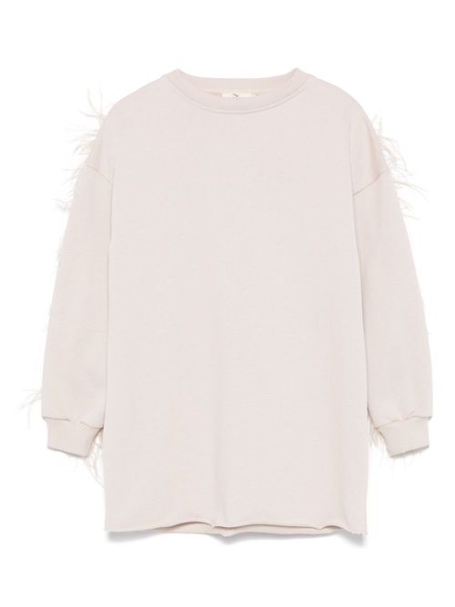 Feather-trim dress - Neutrals