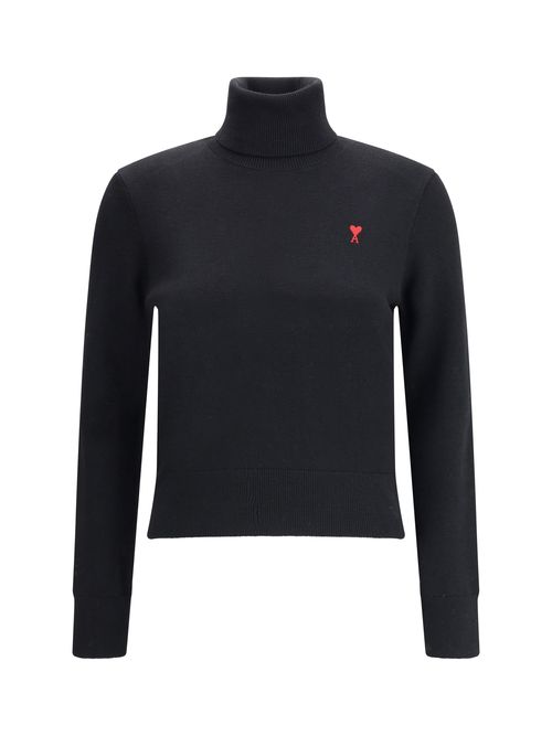 Merino Wool Turtleneck Sweater — Black