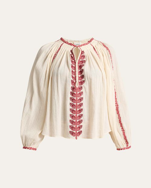 Lena Embroidered Cotton Gauze Blouse
