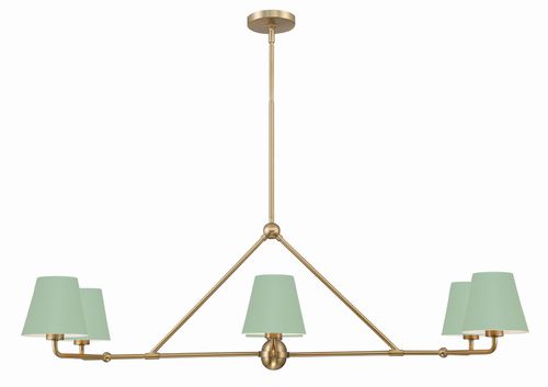 Xavier 6-Light Chandelier in Vibrant Gold with Green