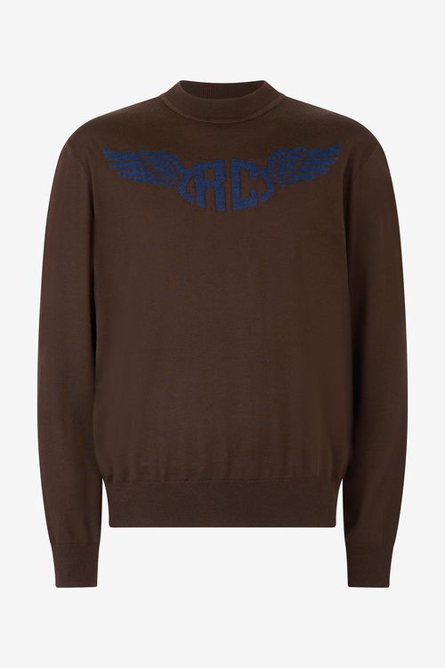 Wool Sweater With Winged Logo