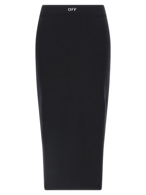 Logo-Waistband Stretch Technical Skirt — Black