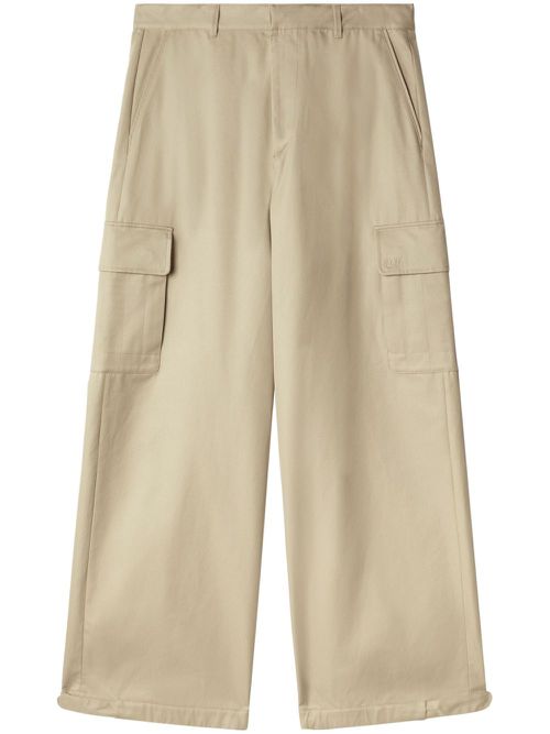 Wide-leg cargo trousers - Neutrals