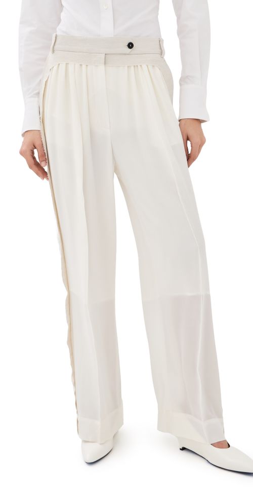 Flow Gathered Silk Pants Ivory