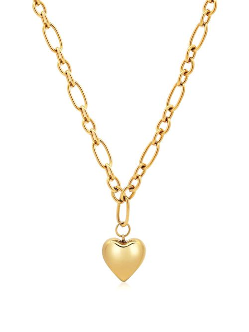 Heart-pendant chain necklace - Gold