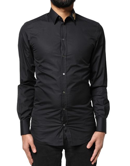 Love Embroidery Cotton Shirt — Black