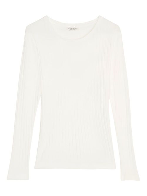 Ribbed long-sleeve top - White