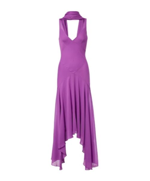 Mystica asymmetric georgette midi dress