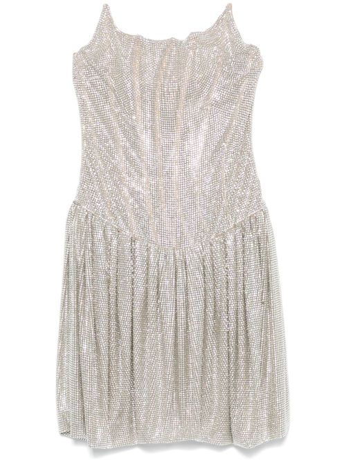 Bustier-style crystal-embellished mini dress - Grey