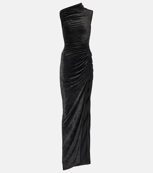 Lilies Svita ruched velvet jersey gown