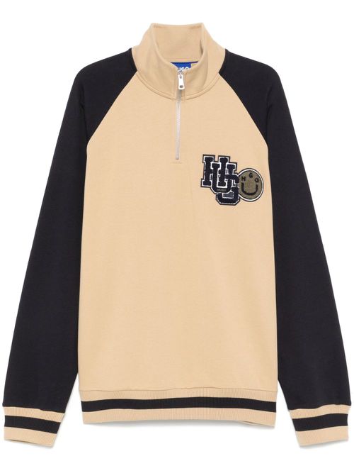 Logo-patch cotton sweatshirt - Neutrals