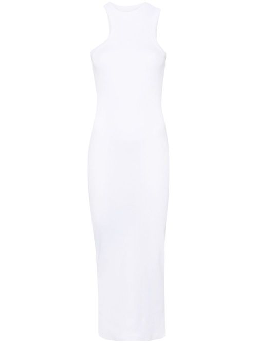 Asymmetric ribbed midi dress - White