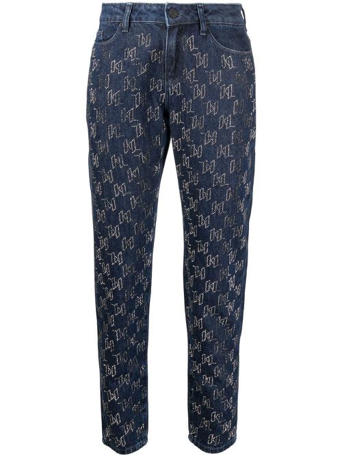 Rhinestone slim-fit jeans - Blue