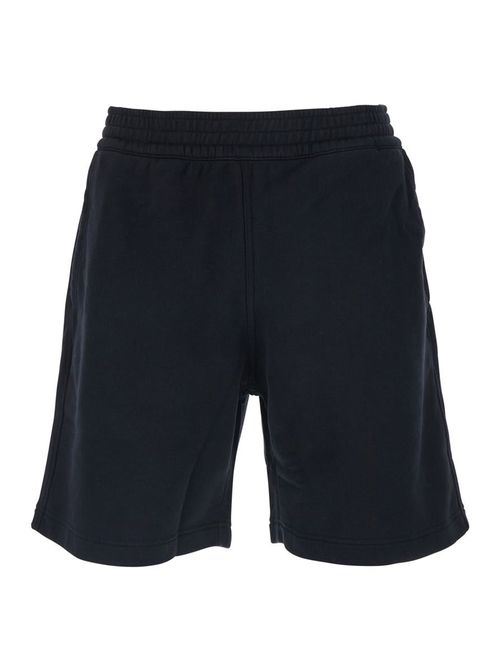 Black Bermuda Shorts With Elastic Waist And Logo Patch On The Back In Cotton Man