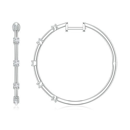 Angara 0.35 CTW Round Lab-Grown Diamond Five-Stone Station Hoop Earrings in 18K White Gold