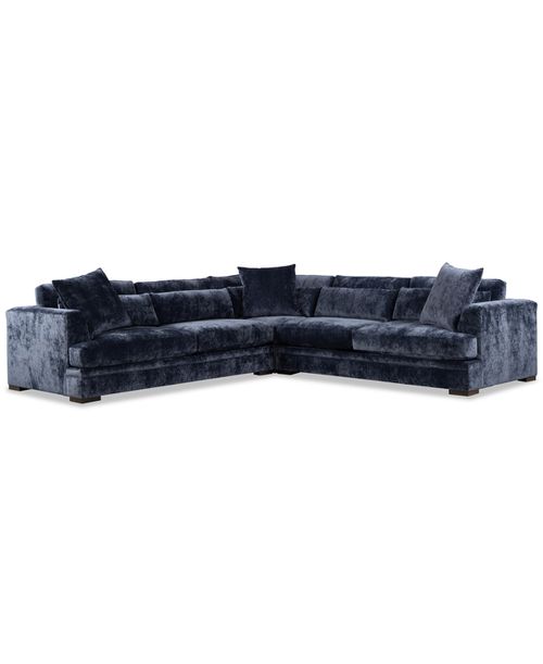 Furniture 3-Pc. Triana L Shape Sectional Sofa - Indigo