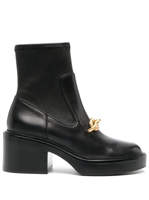 75mm chain-link detailing leather boots - Black