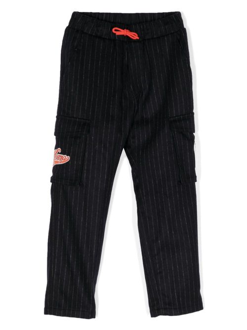 Tod logo-patch pinstripe-pattern trousers - Black