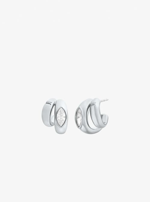 Marquise Cut Cubic Zirconia Double Hoop Earrings
