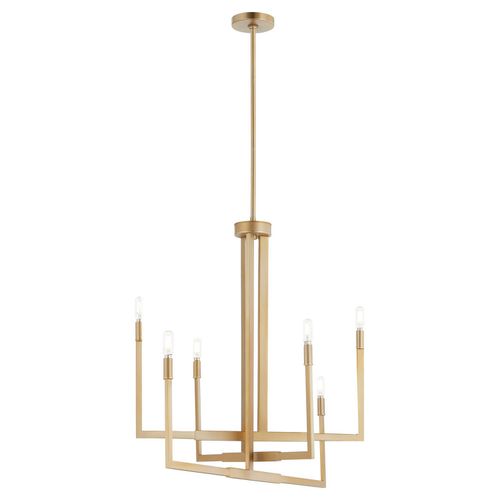 Aged Brass Six Light Chandelier from the BOLERO Collection