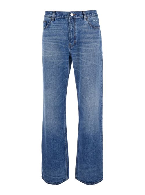 High-Waist Relaxed Jeans — Blue