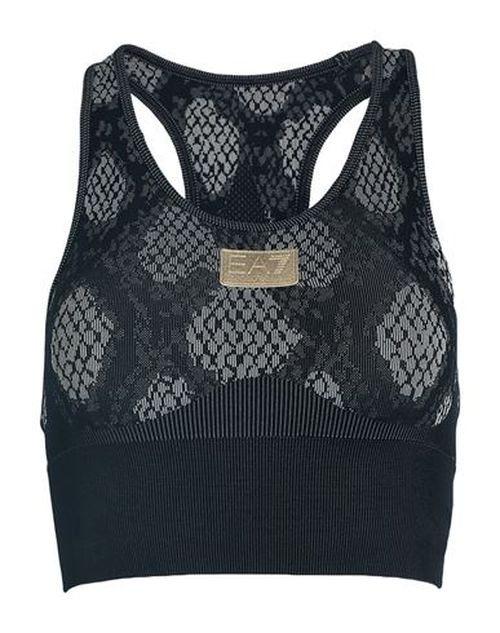 Ea7 Woman Top Black Size M Polyamide, Recycled polyester, Elastane