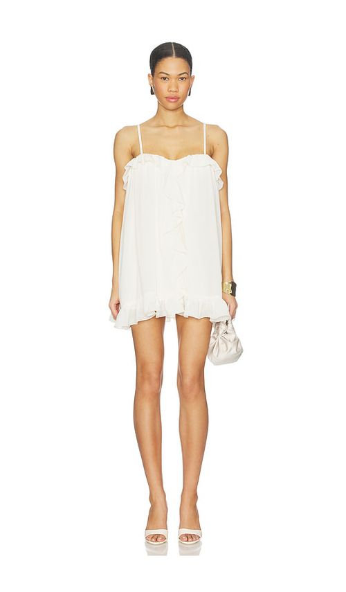Runaway The Label Kristia Flounce Ruffle Mini Dress in Cream. - S also in XS, M, L