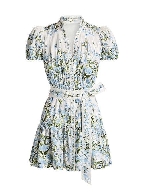 Women's Cora Floral Cotton Tiered Minidress - Fresh Air Carolina Blue