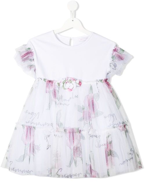 Floral-print mini dress - White