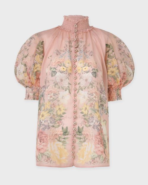 Zimmermann Blouse Waverly Short Sleeve Pink