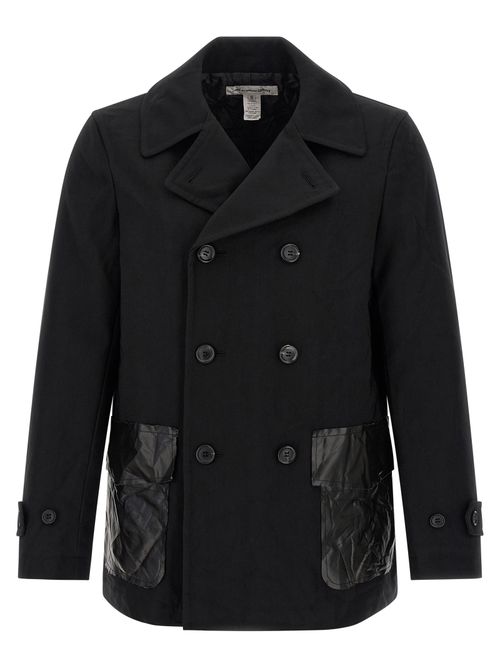 Double-Breasted Canvas Coat — Black