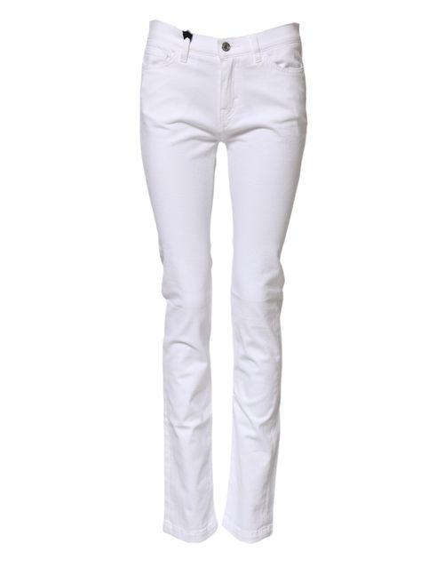 Mid-Waist Skinny Denim Jeans — White