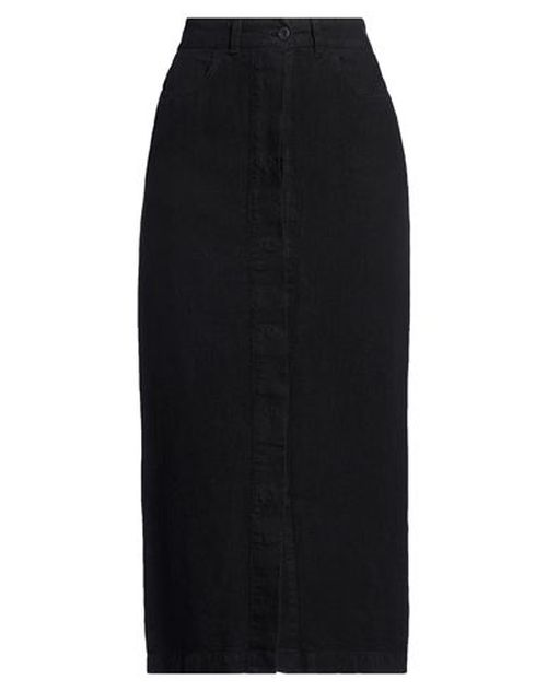 Woman Midi skirt Black Size 10 Linen