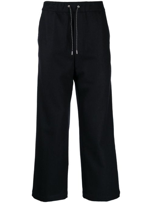 Wide-leg wool-cotton trousers - Black