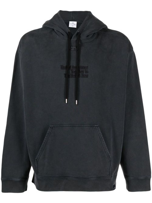 Logo-patch cotton hoodie - Grey