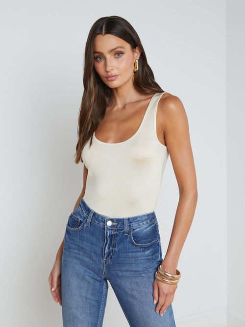 Chrissy Scoopneck Tank Top In Bone