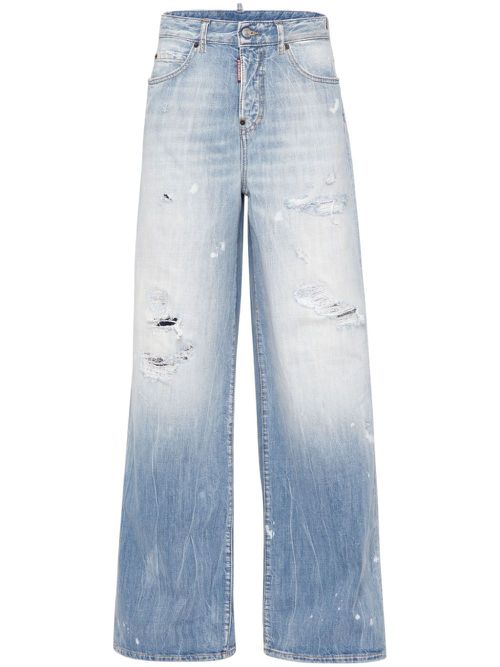 Distressed wide-leg jeans - Blue