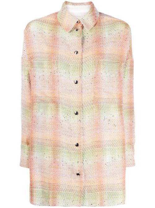 Bouclé-effect checkered shirt - Orange