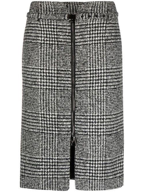 Check-print pencil skirt - Black
