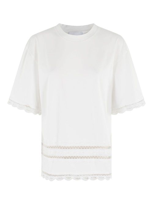 Lace-detailing T-shirt - White