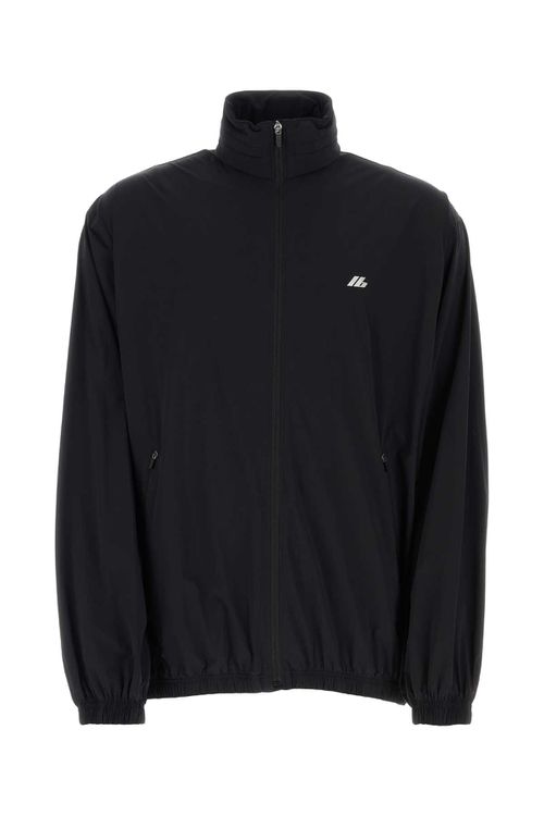 Black Stretch Nylon Windbreaker
