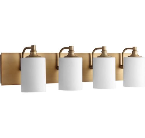 Aged Brass Four Light Vanity from the Celeste Collection