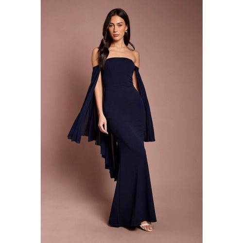 Coast Women's Strapless Maxi Dress With Pleated Chiffon Cape in Navy