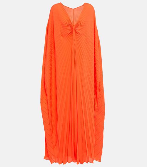Pleated silk midi dress