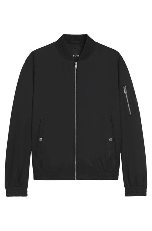 Black Zip Up Bomber Jacket