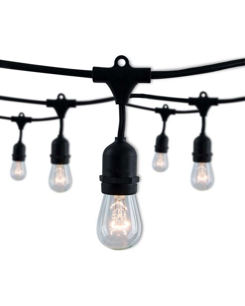 30ft String Light Kit With Clear Vintage Style S14 Incandescent Light Bulbs, 2pk