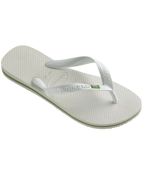 Men's Brazil Logo Flip-Flop Sandals - White